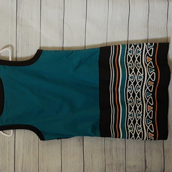 Ann Taylor Loft Sleeveless Sheath Dress Color Block Teal Blue, Sz 12 - Picture 7 of 13